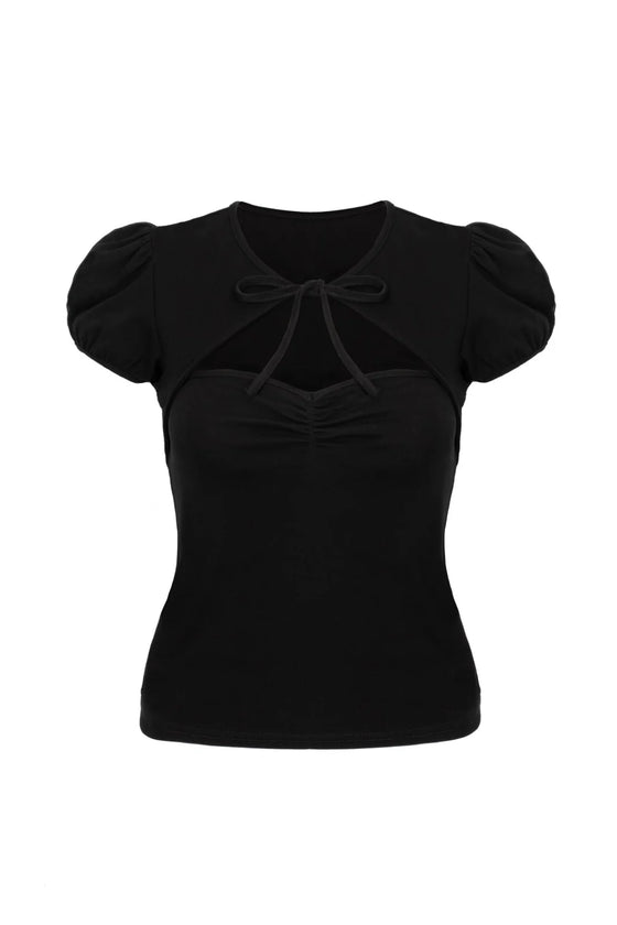 Hell Bunny Priscilla Top in Black Stretchy