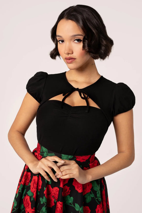Hell Bunny Priscilla Top in Black Stretchy