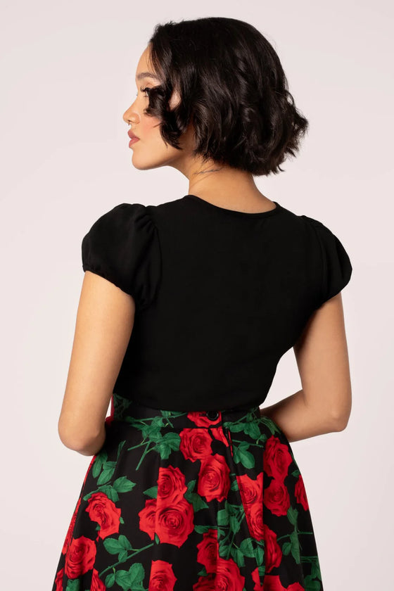 Hell Bunny Priscilla Top in Black Stretchy