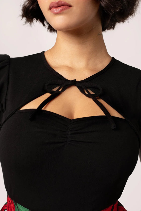 Hell Bunny Priscilla Top in Black Stretchy