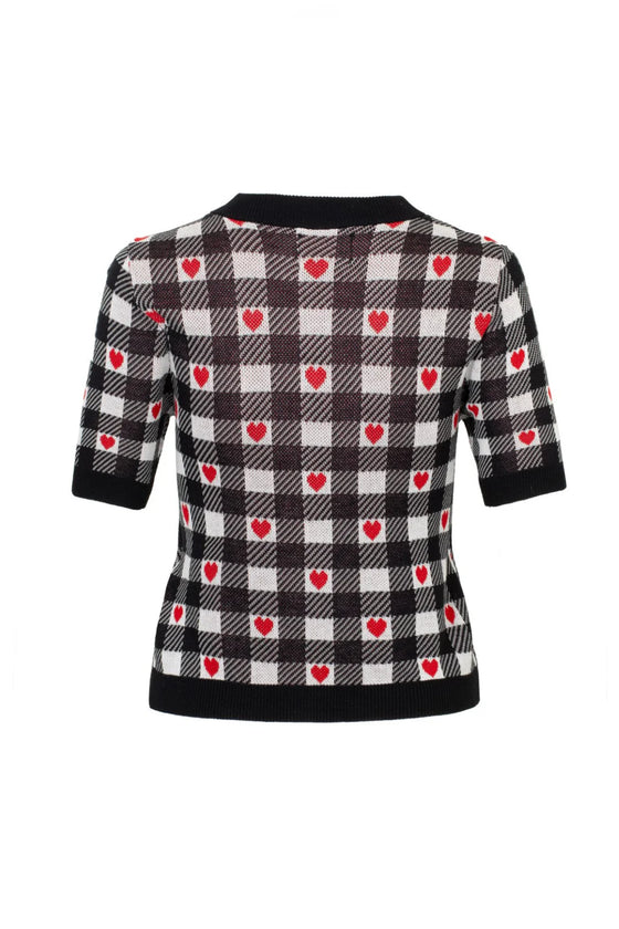 Hell Bunny Leonie Cardigan Gingham Check with Hearts