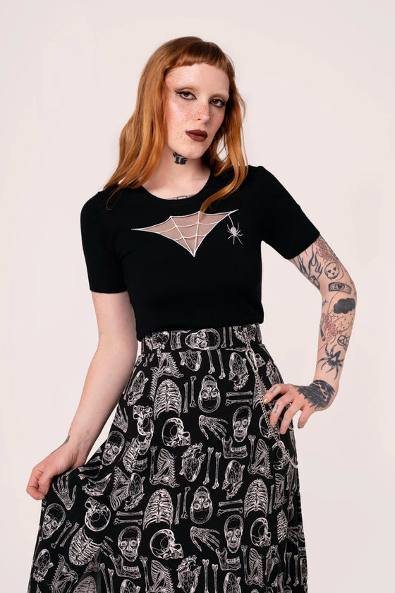 Hell Bunny Cobweb Knit Top with Embroidered Detailing Halloween