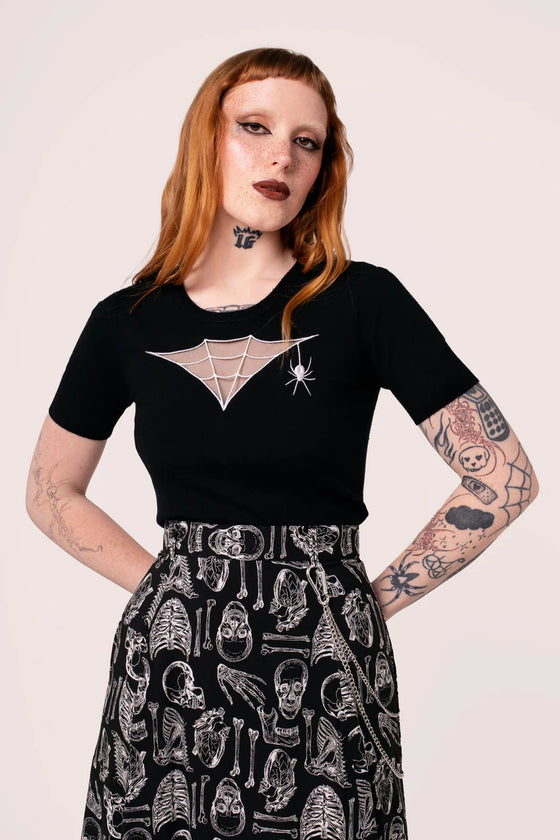 Hell Bunny Cobweb Knit Top with Embroidered Detailing Halloween