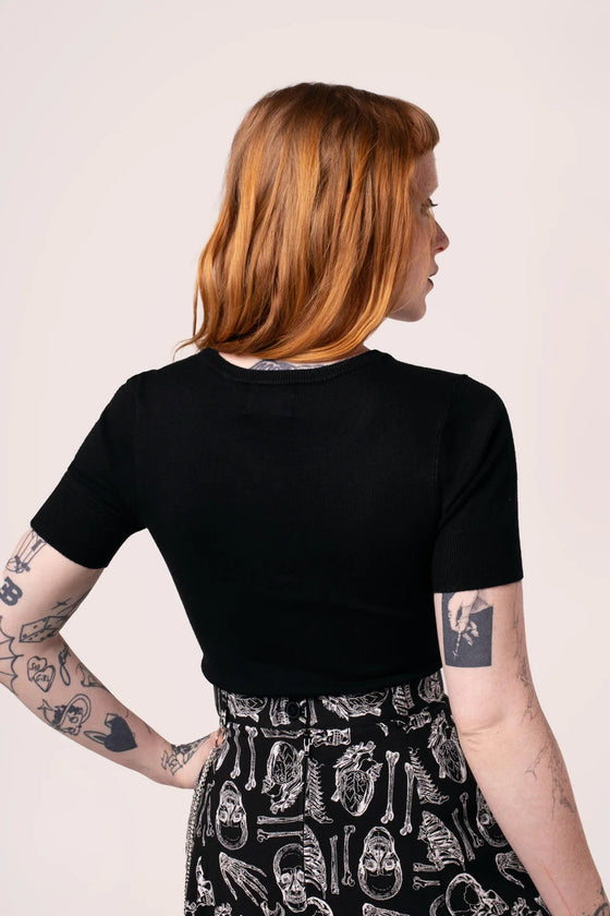 Hell Bunny Cobweb Knit Top with Embroidered Detailing Halloween