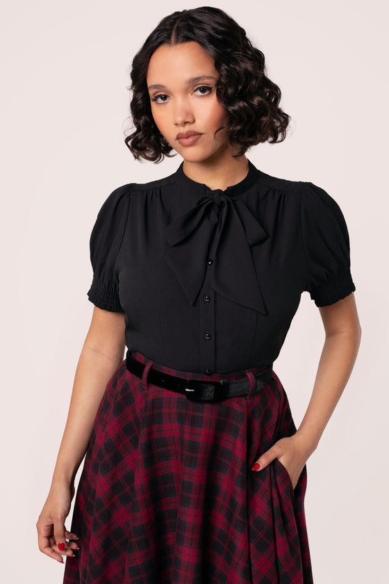 Hell Bunny Turner Blouse in Black Wardrobe Staple - Pre-order Estimated dispatch 29 August 2025