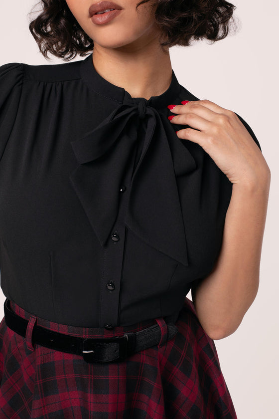 Hell Bunny Turner Blouse in Black Wardrobe Staple - Pre-order Estimated dispatch 29 August 2025