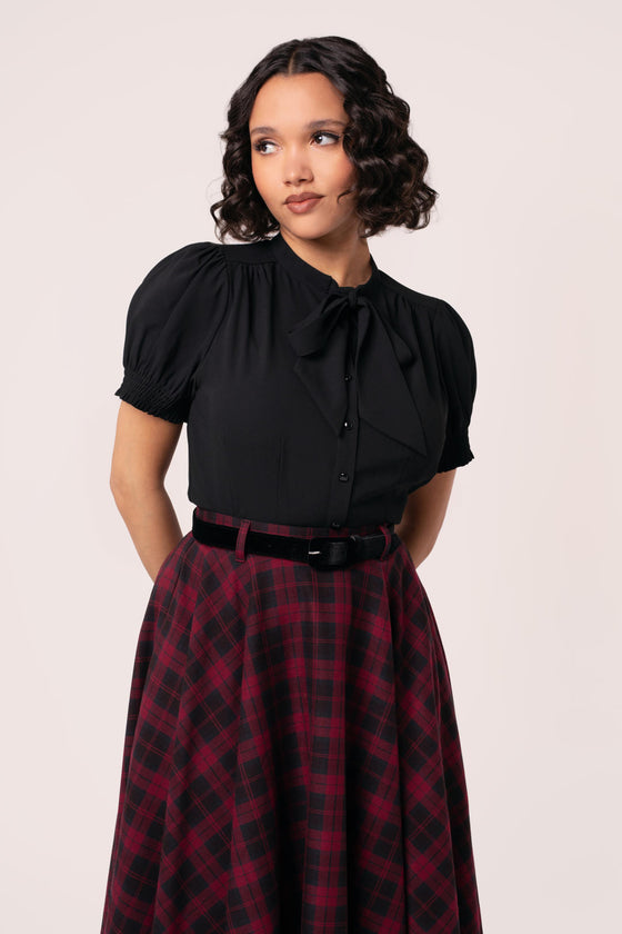 Hell Bunny Turner Blouse in Black Wardrobe Staple - Pre-order Estimated dispatch 29 August 2025