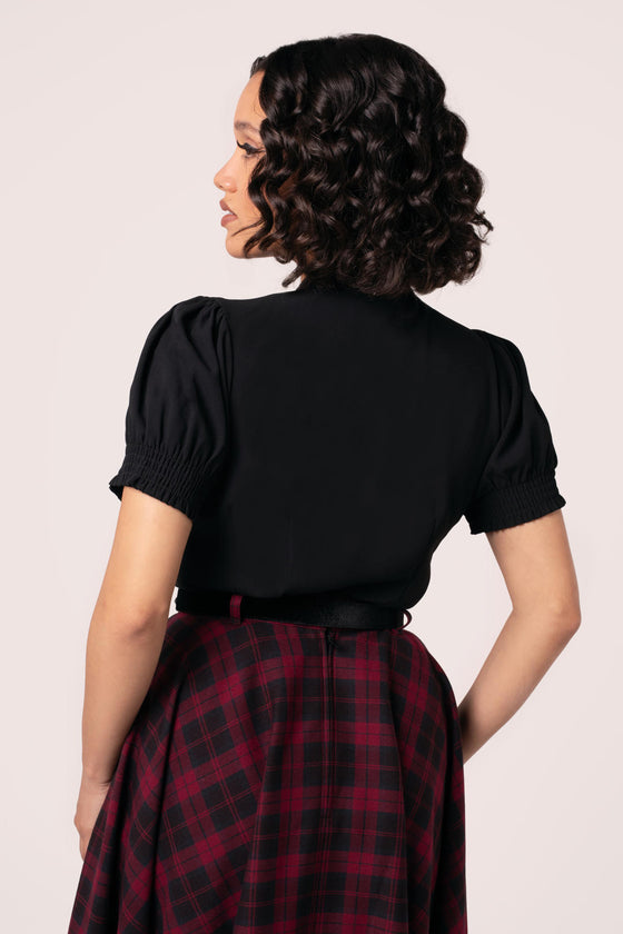 Hell Bunny Turner Blouse in Black Wardrobe Staple - Pre-order Estimated dispatch 29 August 2025