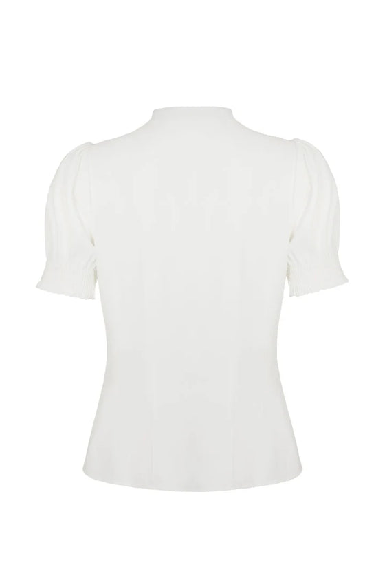 Hell Bunny Turner Blouse in Ivory Wardrobe Staple - Pre-order Estimated dispatch 29 August 2025