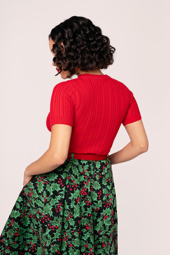 Hell Bunny Poinsettia Knit Top with Embroidered Detailing Christmas -  Pre-order Estimated dispatch 29 August 2025