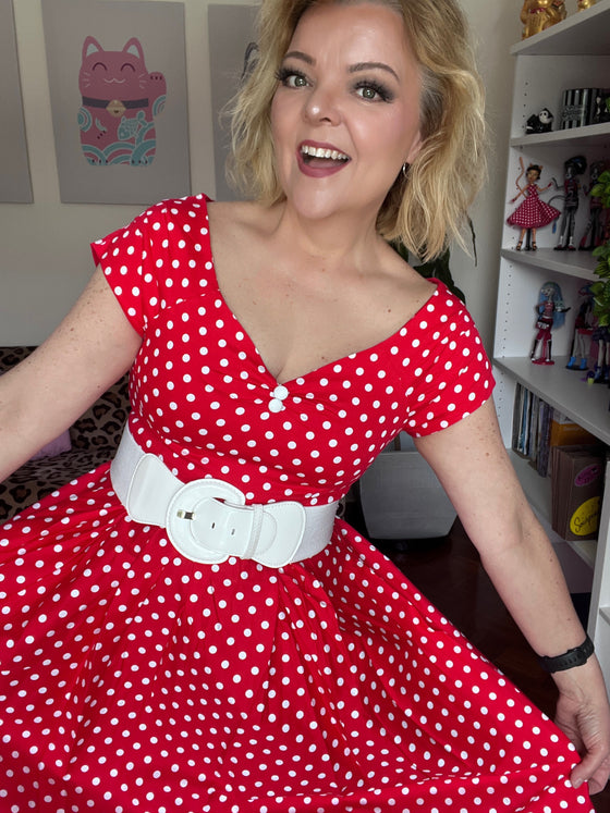 Dolly & Dotty Lily Swing Dress in Red and White Polka dot