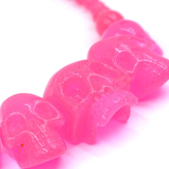 Kreepsville 666 Skull Necklace in Pink Glitter