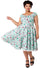 Hell Bunny Kellie Knee Dress in Mint Green with Western Print
