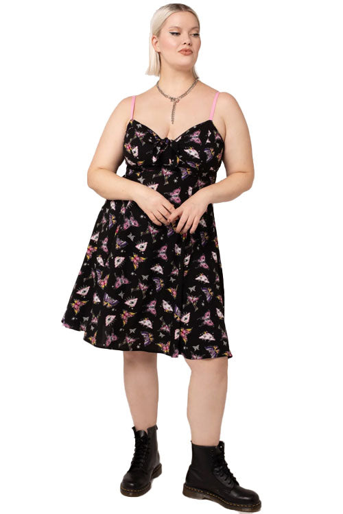 Hell Bunny Kocho Knee Dress Trippy Butterfly Print