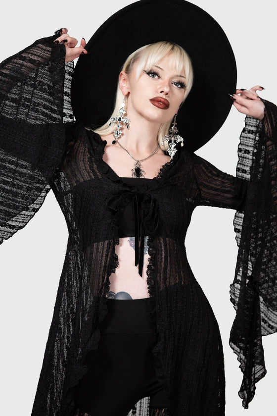 Killstar Lucienne's Seal Duster Top Lace Dramatic