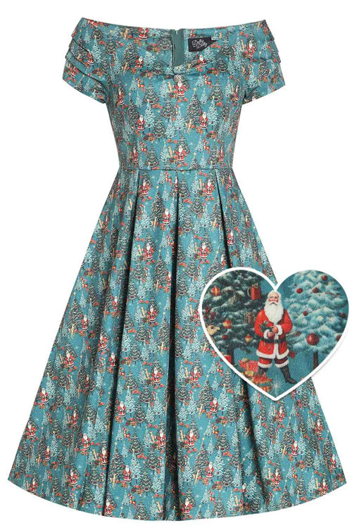 Dolly & Dotty Lily Swing Dress in Santa and Reindeer Print