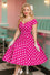 Dolly & Dotty Lily Midi Swing Dress in Hot Pink and White Polka dot