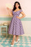 Dolly & Dotty Lily Midi Swing Dress in Purple and White Polka dot