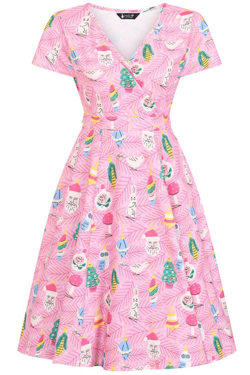 Lady Vintage Lyra Mini Dress in Kitchmas Tree Print Christmas