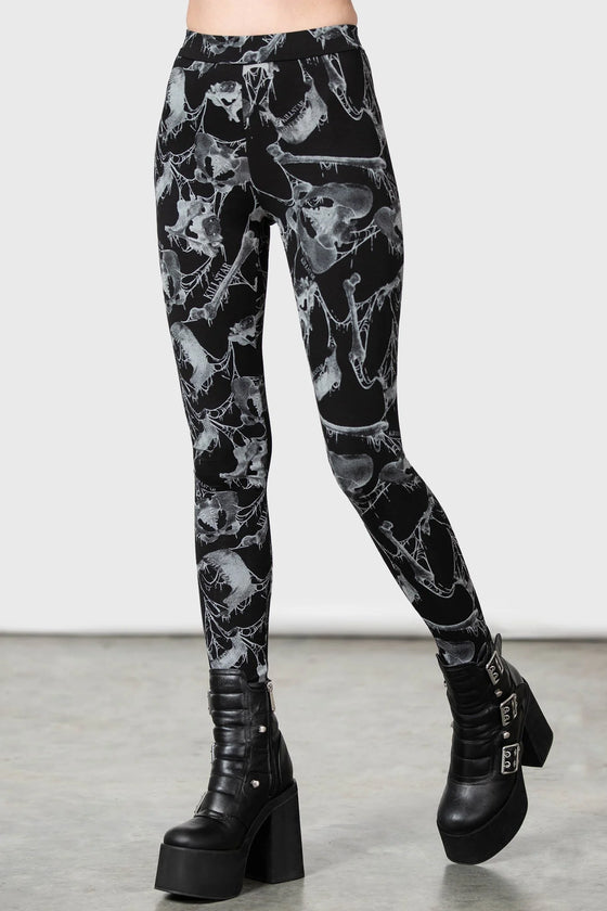 Killstar Mandeble Printed Leggings Bones