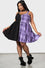 Killstar Marie Zip Dress Purple Tartan Half Half Design