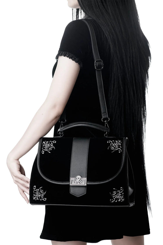 Killstar Moonlight Satchel Bag Velvet with Ornate Hardware