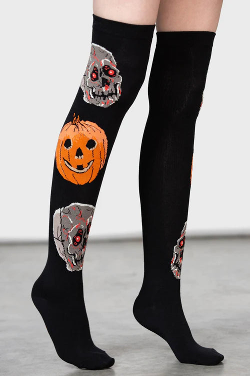 Killstar Morbid Knee High Socks Halloween Zombies Pumpkins Jack o Lant Kitty Deluxe