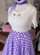 Dolly & Dotty Maisie Midi Swing Skirt in Purple and White Polka dot