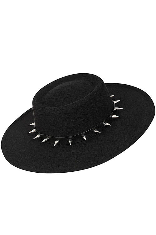 Banned Alternative Midnight Muse Spiked Fedora Brimmed Hat Witchy
