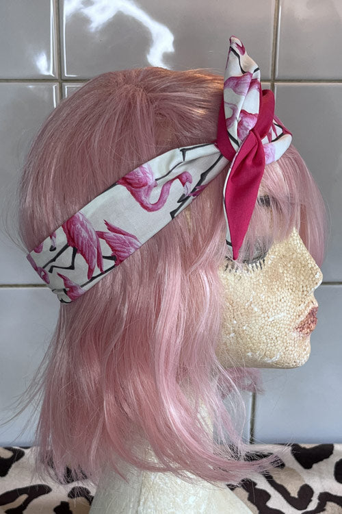 Reversible Wired Headband in Flamingo Print and Pink
