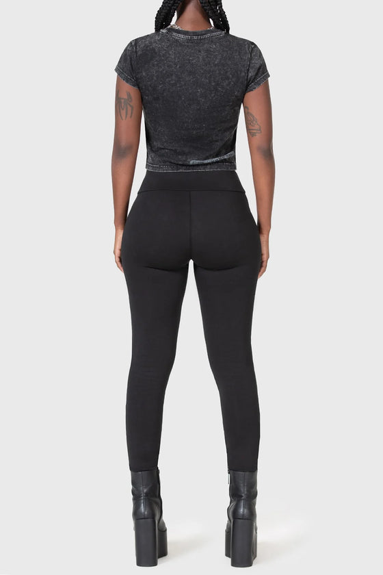 Killstar Night Demon Leggings with Faux Leather Detailing