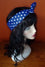 Kitty Deluxe Reversible Wired Headband in Blue Polka Dot Print & Customisable Reverse