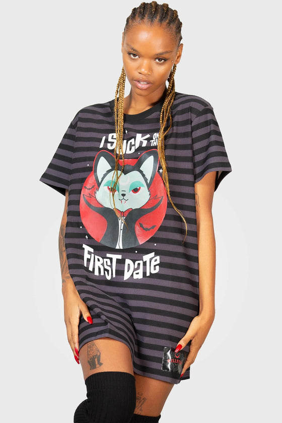 Killstar Purrrfect Pairing T-Shirt Dress Vampire Cat VLAD