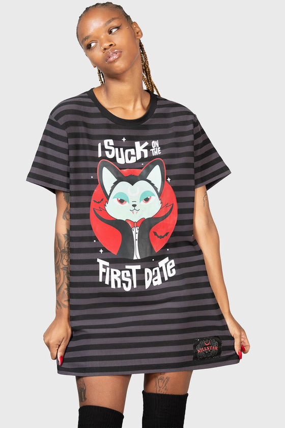 Killstar Purrrfect Pairing T-Shirt Dress Vampire Cat VLAD