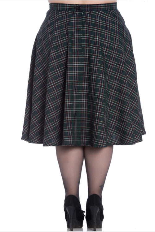 Hell Bunny Peebles 50's Skirt in Green Tartan
