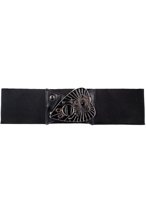 Kreepsville 666 Elastic Belt with Go Away Ouija Planchette Buckle in Black