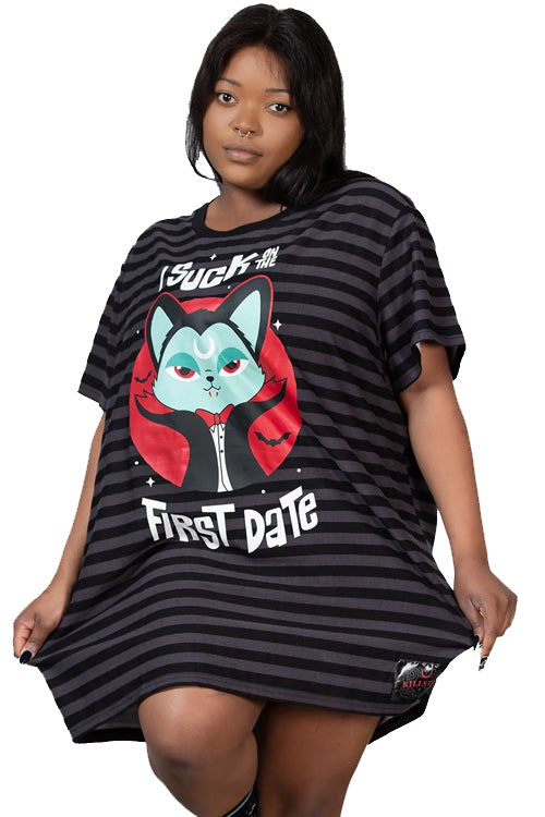 Killstar Purrrfect Pairing T-Shirt Dress Vampire Cat VLAD