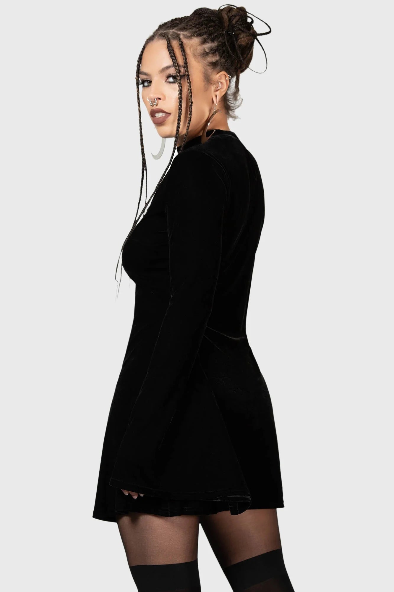 Killstar Reap Mini Dress Velvet Bell Sleeves Crescent Moon Cut-out – Kitty  Deluxe