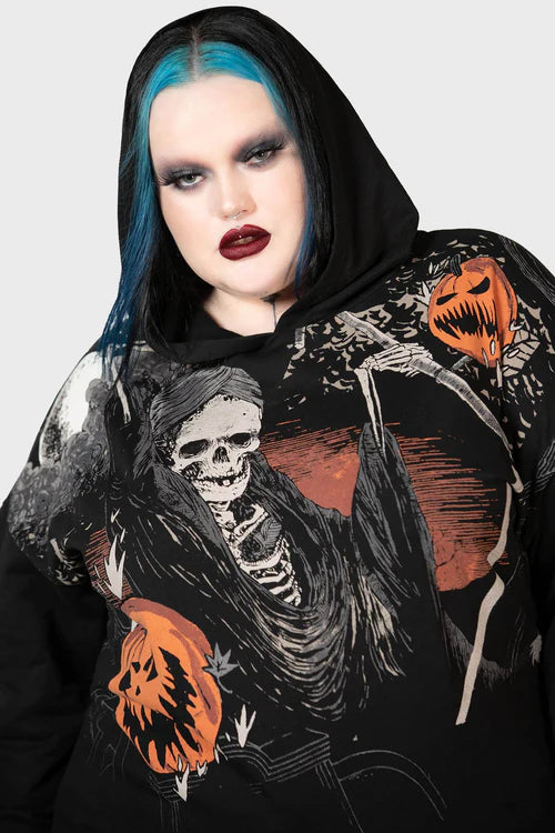 Killstar Scythe Oversized Hoodie Halloween Print Unisex