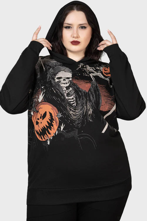 Killstar Scythe Oversized Hoodie Halloween Print Unisex