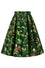 Dolly & Dotty Aisley Midi Flared Box Pleat Swing Skirt in Green Dinosaur Print