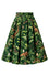 Dolly & Dotty Aisley Midi Flared Box Pleat Swing Skirt in Green Dinosaur Print