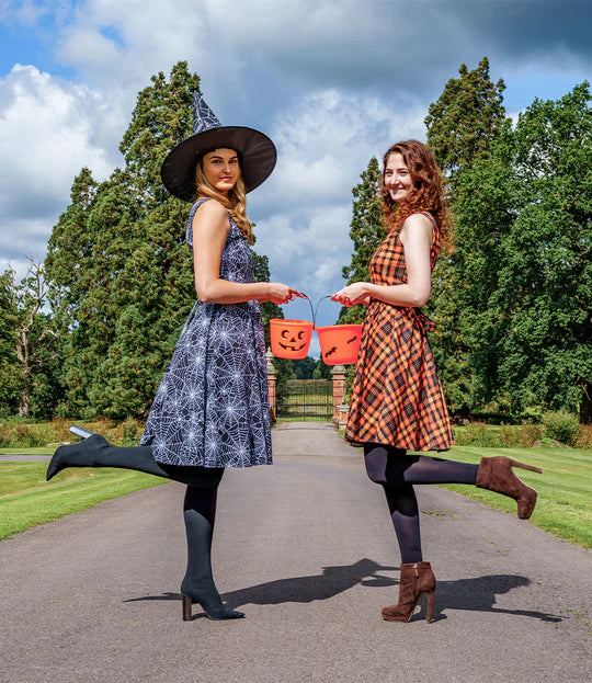 Lady Vintage Tea Dress in Halloween Tartan