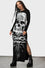 Killstar Spine Chilling Maxi Dress with Long Sleeves and Skull Print Super Sexy
