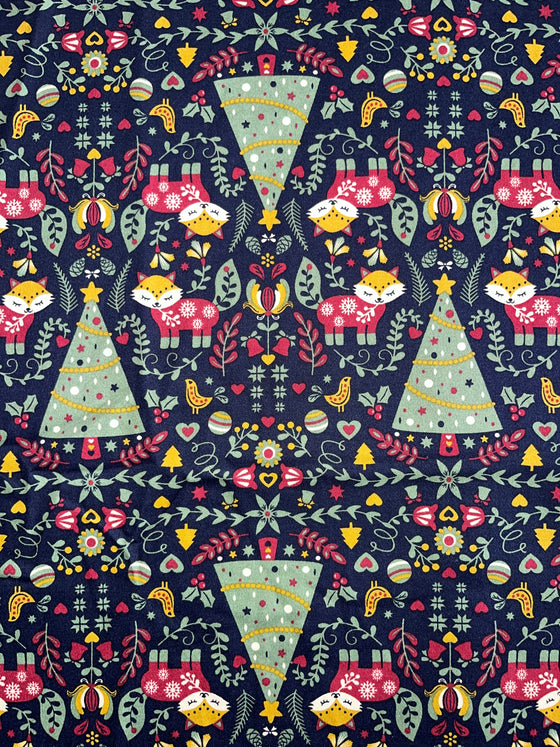 Banned Retro Scandi Hertiage Swing Dress Christmas Foxes Trees Cottage