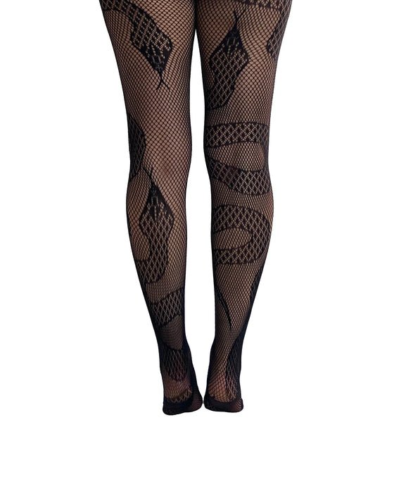 Pamela Mann Hosiery Fishnet Snake Tights in Black