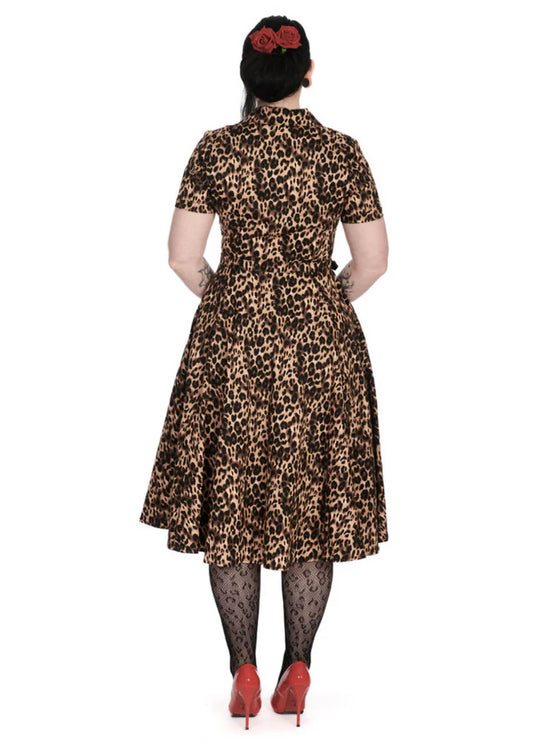 Banned Retro Cheetah Girl Shirt Swing Dress with Matching Belt in Leopard Print