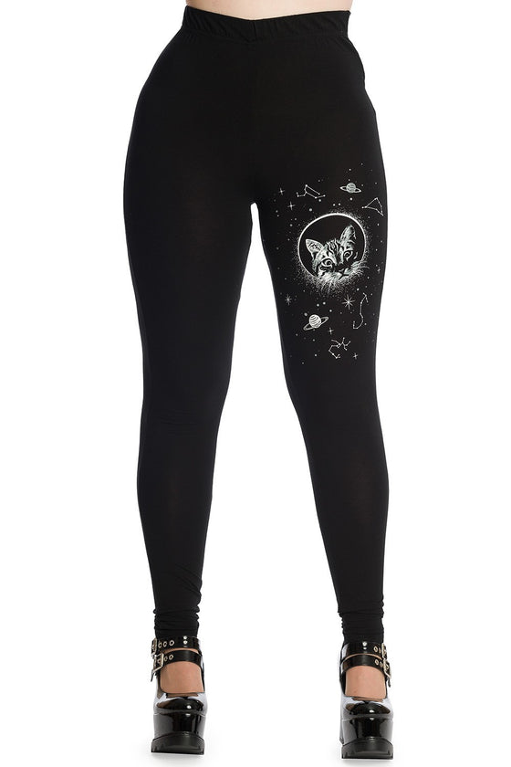Banned Space Cat Leggings in Black STRETCHY