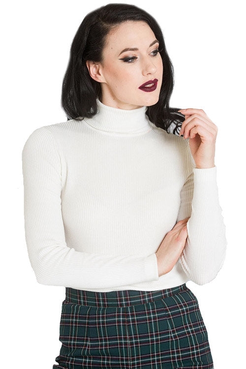 Hell Bunny Spiros Knitted Top in Ivory