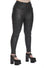 Banned Alternative Handcuff Stretch Skinny Trousers in Black Check Coated Wet look